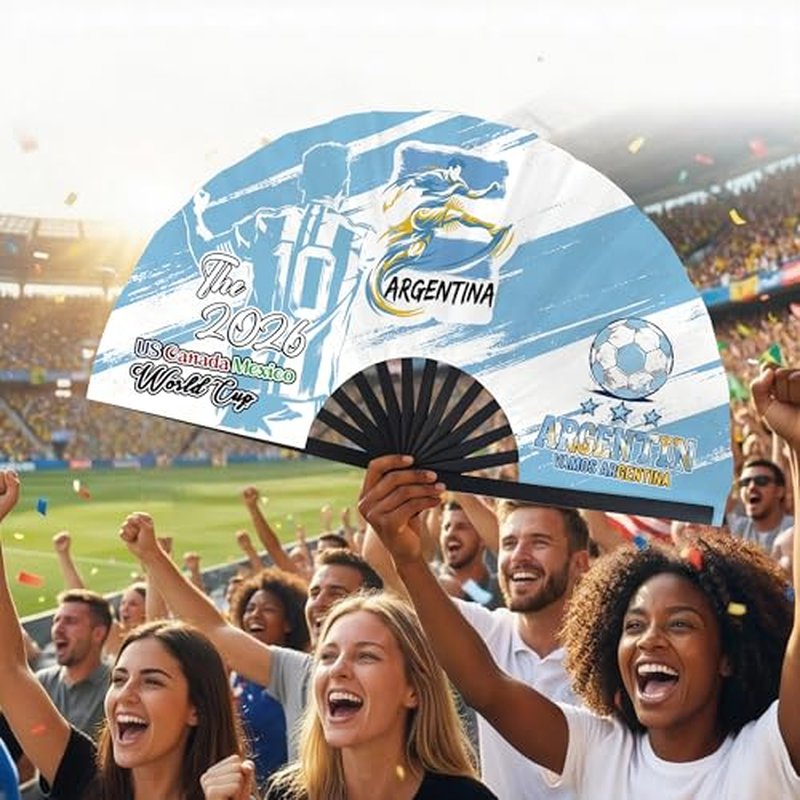 2026 World Soccer Cup Folding Fan - Argentina Design, Game Day Essential