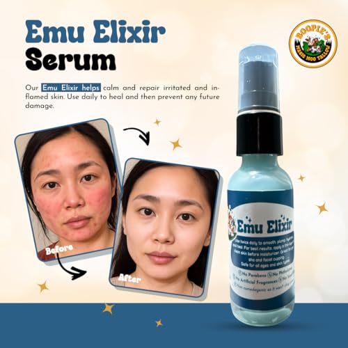 Emu Elixir Serum for hydration, morning and evening moisturizer, facial massage, fine lines and wrinkles, gua sha, cupping, acne, eczema and more. Organic and chemical free emu oil.
