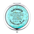 Daughter Gifts from Mom and Dad,Sweet Birthday Gift for Daughter Teen Girls Keepsake,Unique Engraved Natural Turquoise Compact Mirror