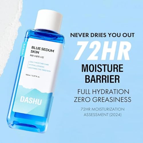 DASHU Sedum Skin | Hypoallergenic Hydrating and Soothing Korean Skin Care Toner w/ 8 Types of Hyaluronic Acids | Skin Care 5.07 fl oz