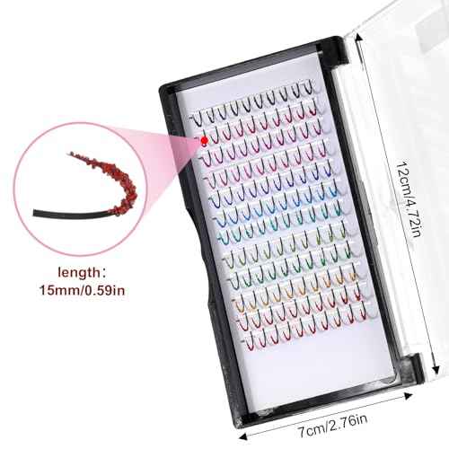Glitter Lash Extensions, 120 Pcs 12 Colored Wide Individual Lashes Cluster DIY Eyelash Extensions Single Eye Lash Professional Supplies for Personal Makeup