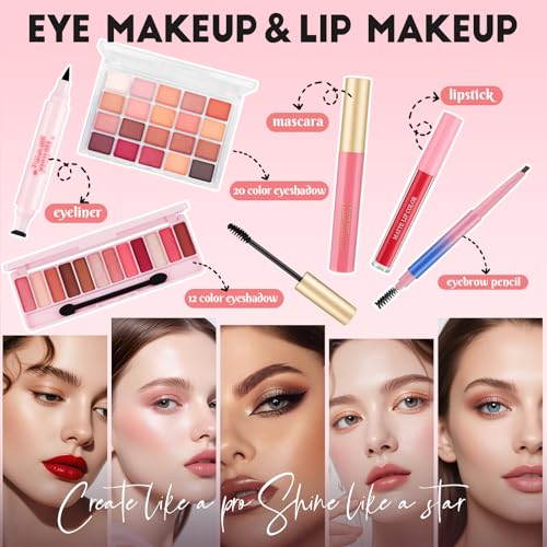 All In One Makeup Kit for Beginners with Foundation, Eyeshadow & Brushes