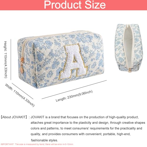 JOVAKIT Alphabet Floral Makeup Bag for Women & Girls