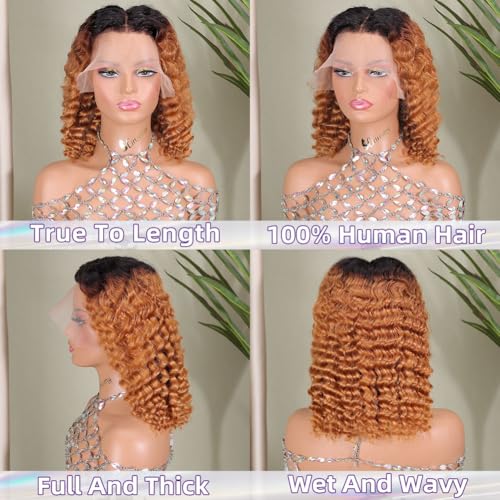 Curly Bob Wig Human Hair Deep Wave 13x6 HD Lace Front 12in