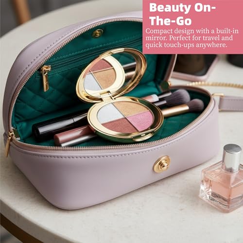 Viviyoo 4-Color Highlighter & Blush Palette with Mirror - Long-Lasting Shimmer Eyeshadow Makeup Kit, Travel Size Gold