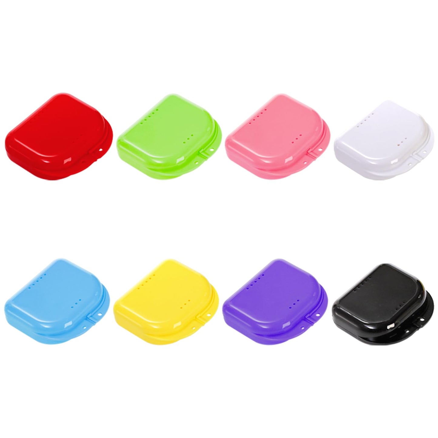 ZENFUN 40 Packs Retainer Case, Mouth Guard Cases Denture Case Bulk, Slim Aligner Box with Vent Holes, Assorted Denture Storage Container for Night Guards, Individually Sealed