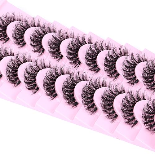 Natural Fluffy 3D Wispy False Eyelashes 14mm D Curly 10 Pairs