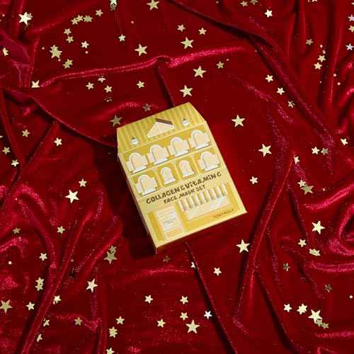 TONYMOLY Mini House of Masks 6-Pack Holiday Skincare Gift Set | Collagen & Vitamin C Korean Sheet Masks | Hydrating, Brightening & Firming Face Masks | Festive Stocking Stuffer for Women