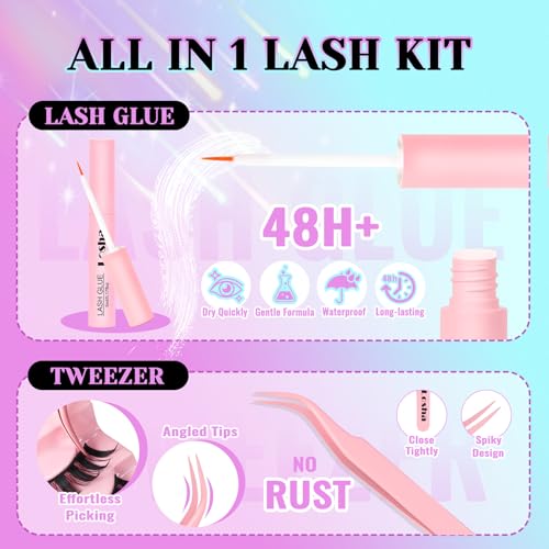 Losha Manga Spiky 8D Anime False Lashes 14 Pairs Kit