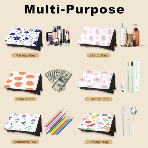 8Pcs Sublimation Blank Canvas Makeup Bags,Sublimation Makeup Bag Bulk DIY Heat Transfer Canvas Pen Case Pencil Cosmetic Makeup Bags Sublimation Bags with Zipper for Makeup Bag Travel Toiletry Pouch