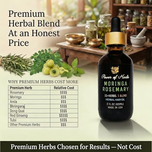 Moringa Rosemary Hair Oil with Amla & Bhringaraj - 15+ Herbal Blend for Hair Growth