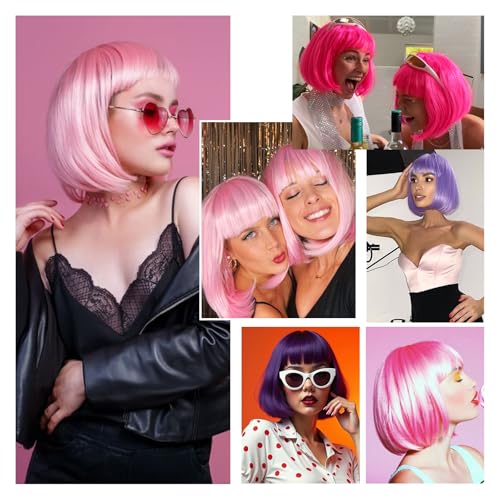 Black Bob Wig with Bangs - Synthetic Short Wig for Women