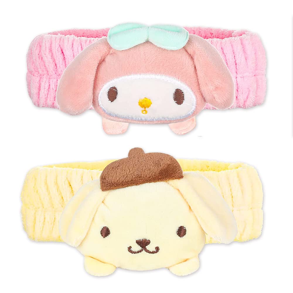 PERFECTSIGHT Spa Headband for Washing Face, 2 Pack Cute Animal Hair Band for Washing Face Shower Yoga Sports Beauty Skincar Party, Soft Fluffy Makeup Headband, Kawaii Facial Headbands for Woman Girls (Pink+Yellow)