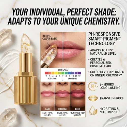 pH Color-Changing Lipstick for Mature Women – Sheer Pink, 8+ Hrs