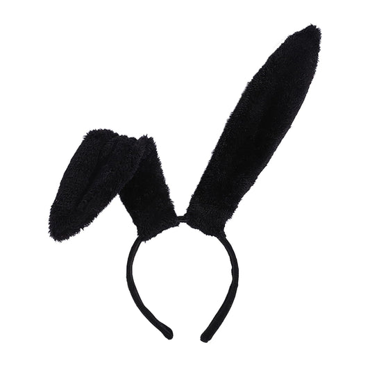 FunSpt Easter Bunny Rabbit Ears Plush Headband Halloween Costume for Aldult Black 3