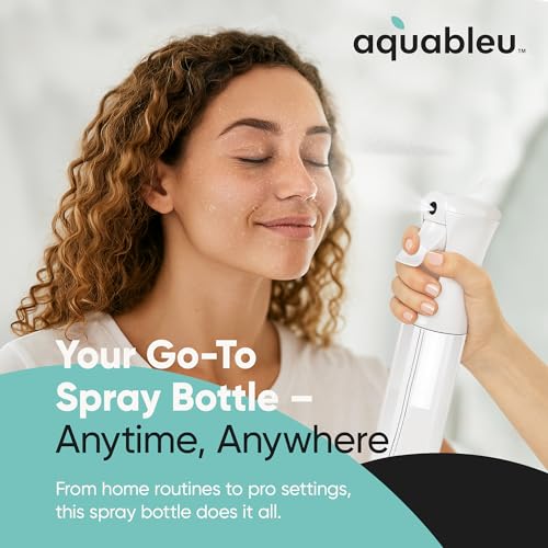 Aquableu Spray Bottle for Hair ? 10-Pack Continuous Mist Spray Bottle for Hair Care, Styling, Cleaning, Plants, Pets & Essential Oils (Clear, 10oz)
