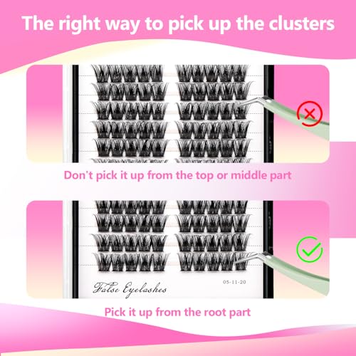 D Curl 80 Clusters Dramatic False Eyelashes 12mm - Volume Extensions