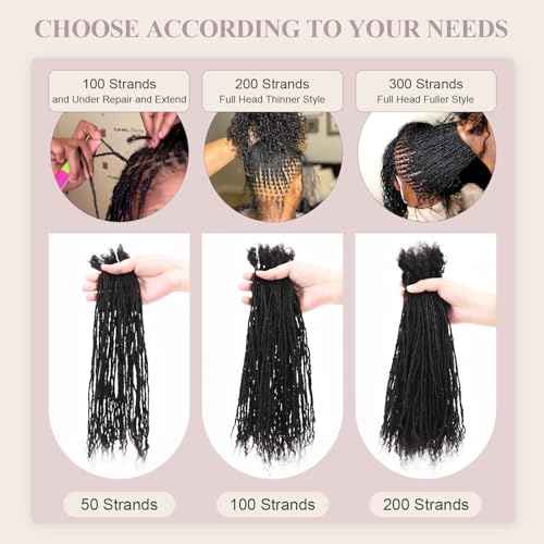 Originea Micro Locs Extesnions Human Hair 0.2cm Thickness Sisterlocks Curly Tips, Full Handmade Interlocking Permanent Soft Dreadlock Extensions Natural Looking Locs (1B# 0.2cm, 6 Inch 70 Strands)