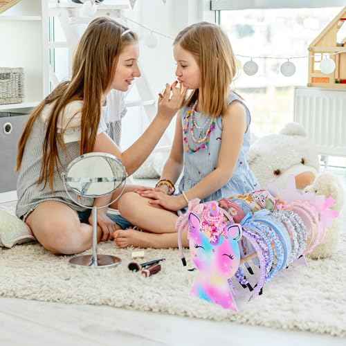 Basumee Girls Headband Holder Organizer Hair Hoop Headband Display Stand Unicorn Hairband Stand Organizer Headband Storage Home Room Decors for Girls, Purple Green Yellow