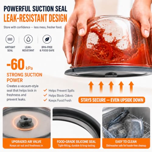 Glass Food Storage Containers 2-Pack, 52oz & 90oz, Airtight Meal Prep