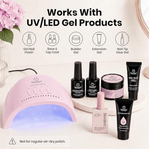 Beetles UV LED Nail Lamp Pink with 3 Timer Settings for Gel Nails