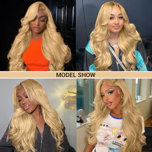 Honey Blonde Lace Front Wig Human Hair 13x4 Hd Lace Frontal Wigs 150% Density Honey Blonde Wig Human Hair 27# Colored Body Wave Wigs Pre Plucked With Baby Hair 20Inch