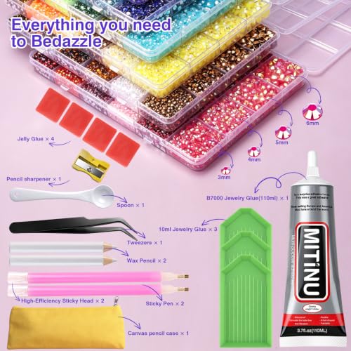 80000Pcs 3/4/5/6mm Resin Jelly Rhinestones for Bedazzling, 36 Colors