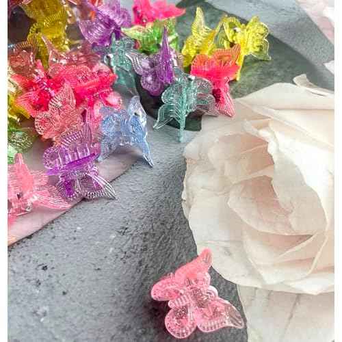 Mini Butterfly Hair Claw Clips, Glitter Hair Clips Claw,Small Hair Clips,Sparkly Colorful Hair Accessories for Girls and Women, Cute, Small, Tiny Clip, Set of 50