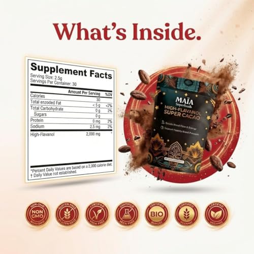 Maia Ceremonial Cacao - 30 Servings | High Flavanols for Heart & Wellness