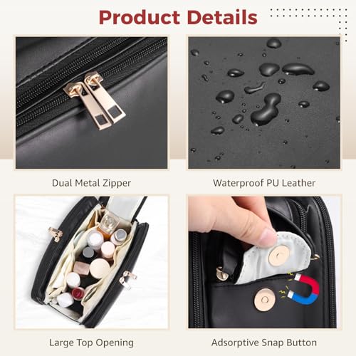 DORMIYA Waterproof Travel Makeup Bag with Multiple Layers & Brush Holder