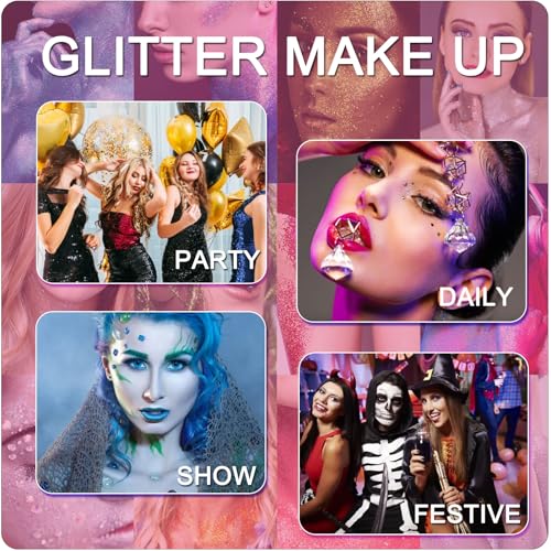 Hair Glitter Spray,Sliver Glitter Spray for Hair and Body Face Glitter Spray Long-Lasting Glitter for Hairspray Clothes Makeup Festival Stage Crafts(with Moisture Stick)