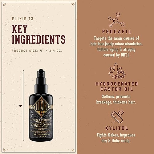 18.21 Man Made Elixir 13 Men's Styling and Thickening Treatment for Hair, Original Sweet Tobacco Volumizing Leave-on, 3.4oz