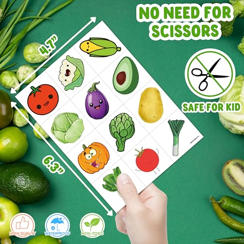 Vegetable Temporary Tattoos for Kids | 96 PCS Party Favors