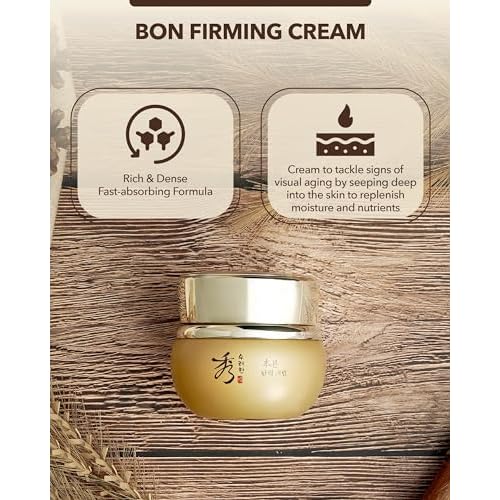 Sooryehan Bon (Firming Cream, 2.5fl oz) - Tighten & Nourish, Korean Skin Care. Elasticity Care Moisturizer for Face, Neck by LG Beauty. Ginseng, Ginsenocide, Amino Acids.