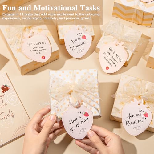 Christmas Gifts for Tween & Teen Girls, 11PCS Birthday Gifts Basket Teen Girls Trendy Stuff with Empowering Tasks Make up Brushes & Bag, Beauty Advent Calendar Wrapped Gifts Box