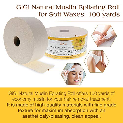 Gigi Epilating Muslin Roll ? Wax Strips for Hair Removal, Natural Muslin Wax Roll for Face & Body, 3.25-inch X 100 Yards