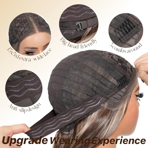 Honey Blonde Body Wave Glueless Wigs With Bangs Synthetic Lace Front Wigs Pre Plucked Pre Cut HD Lace 13x5x1 Middle Part Wigs For Woman 26 Inch