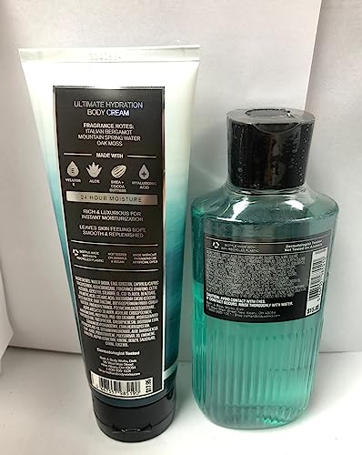 Bath and Body Works Men's Collection Freshwater 2 in 1 Hair and Body Wash 10 Oz and Body Cream 8 Oz.