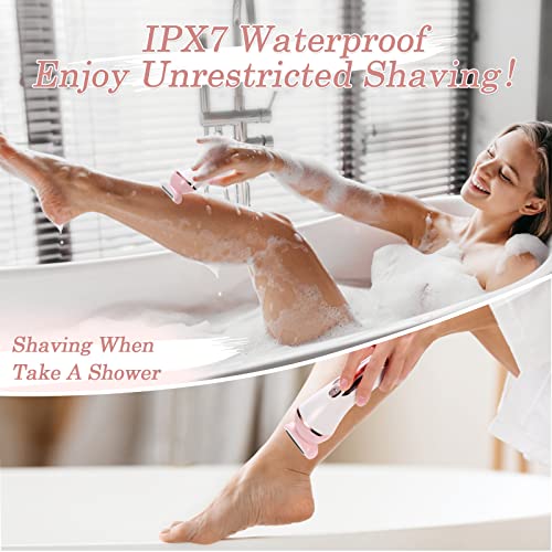 YHC Electric Razor for Women ? 2-in-1 Waterproof Cordless Shaver for Legs, Underarms, Face & Bikini, Hypoallergenic Blades, Wet & Dry Use, USB Rechargeable (Pink).