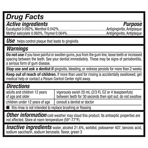 Amazon Basics Antiseptic Mouthwash - Blue Mint Oral Rinse, 1 Liter (33.8 oz)