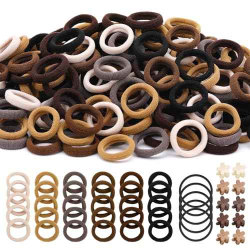 360PCS Soft Cotton Hair Ties for Toddlers & Baby - No Damage Elastics Seamless Ponytail Holders for Little Girls Daily Hair Accessories, Neutral Colors