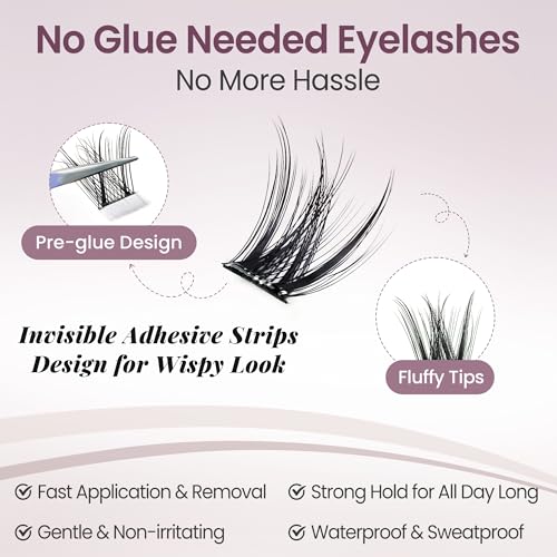 LAWINK Self Adhesive Eyelash Clusters 132pc 10-16mm D-Curly Wispy Lashes