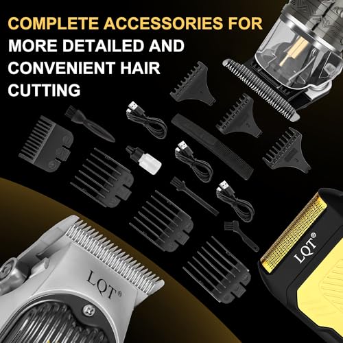 Professional Cordless Hair Clippers and Precision Beard Trimmer Set for Men, Barber-Grade Grooming Kit with Foil Shaver & USB Rechargeable Hair Cutting Machine, LED Display, Gifts for Men,Home Use