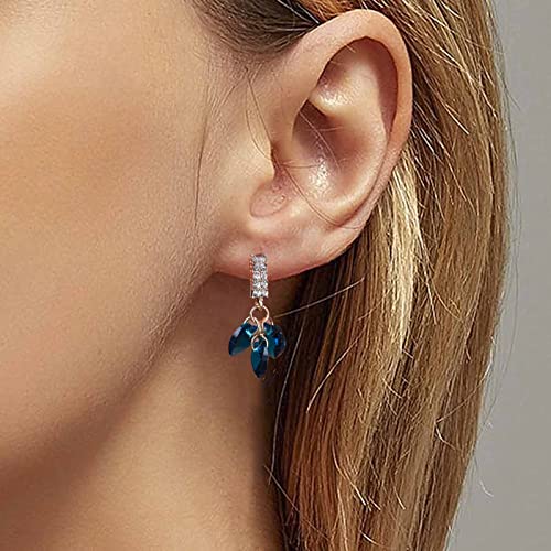 Blue Sapphire Tassel Drop Earrings Gold Plated