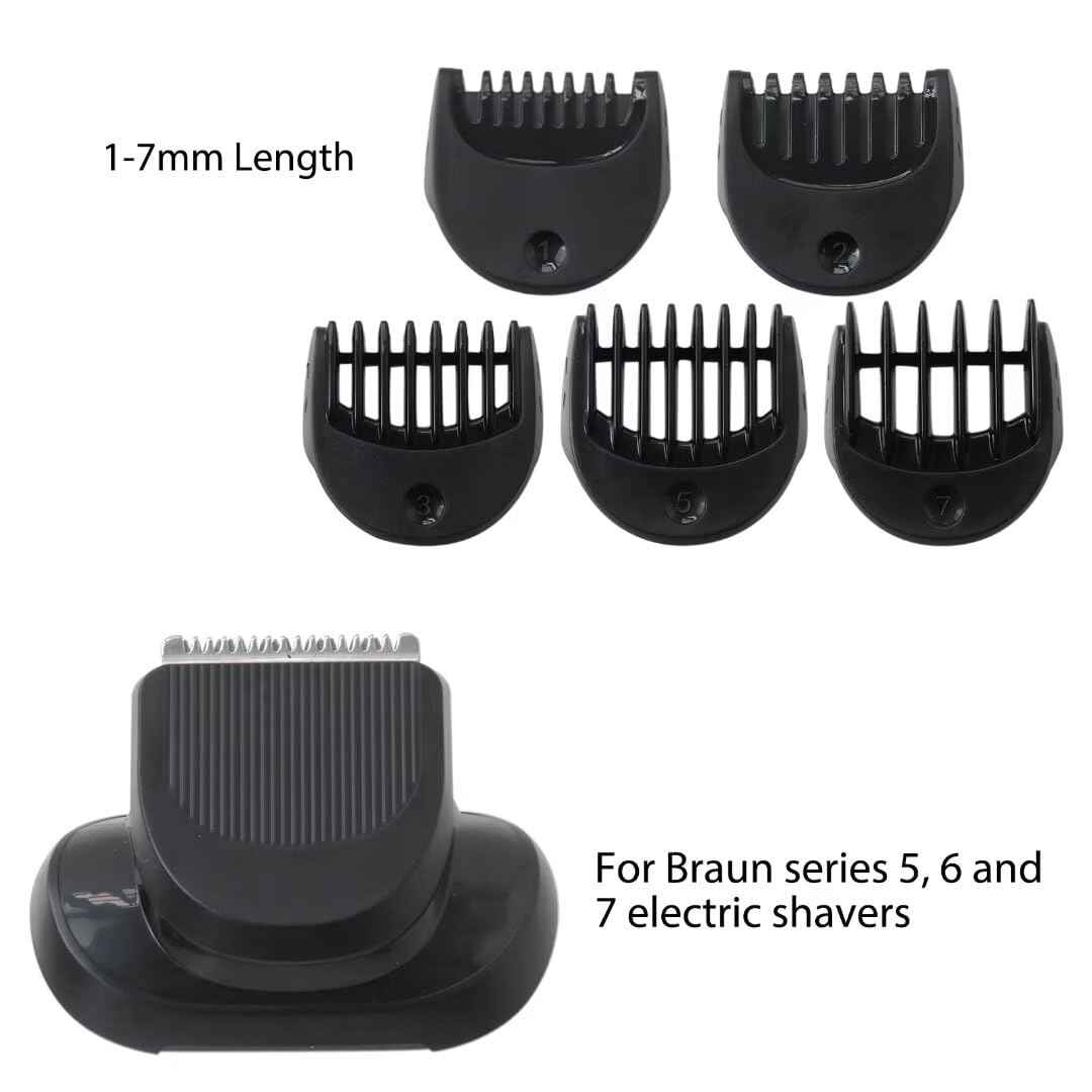 Replacement Beard Trimmer Attachment with 5pcs Guide Combs 1/2/3/5/7mm for Bra-un 7027cs, 7071cc, 7075cc, 7085cc, 7089cc