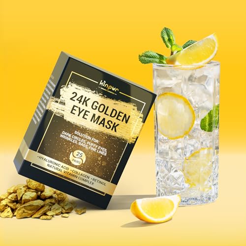 24K Gold Eye Patches for Puffy Eyes and Dark Circles, Luxury Anti-aging Skincare - Collagen Anti Wrinkles Patches w/Vitamin C & Niacinamide to Hydrate, Depuff, Smooth Fine Lines ? 25 pairs