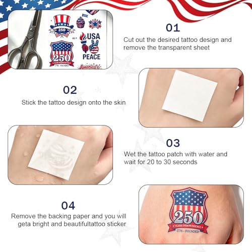 4th of July Temporary Tattoos 80 PCS - Waterproof Independence Day