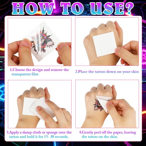 Konsait 60Pcs Mechanical Animal Temporary Tattoos for Kids & Adults