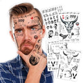 4 Sheets Cosplay Rapper-Inspired Temporary Tattoos ? Face Tattoo Stickers for Men, Women and Kids ? Hip-Hop Style Fake Tattoos for Cosplay, Halloween, and Parties