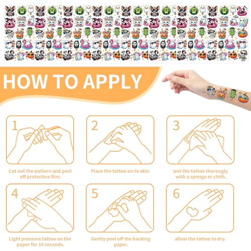 Summer Halloween Temporary Tattoos - 8 Sheets, 160+ Designs